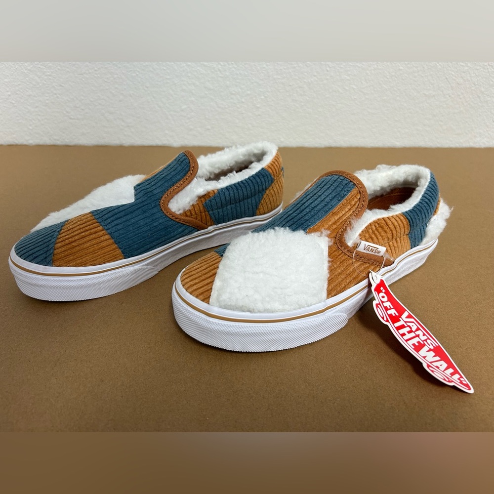 Vans Kids Youth Shoes Classic Slip On Patchwork Cozy Cord - Size 3 NEW